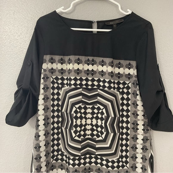 BCBGMaxAzria Elisa black comb shift dress with geometric pattern size Small - Picture 6 of 12